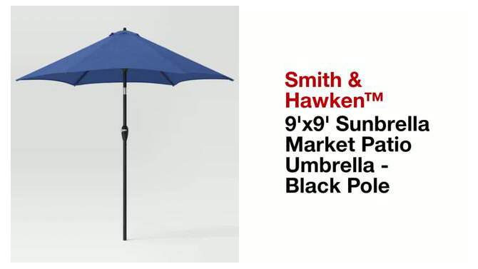 9'x9' Sunbrella Market Patio Umbrella - Black Pole - Smith & Hawken™, 2 of 8, play video