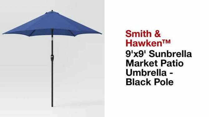 9'x9' Sunbrella Market Patio Umbrella - Black Pole - Smith & Hawken™, 2 of 8, play video