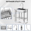 28" Kitchen Sink Stainless Steel Commercial 1 Compartment Utility Sink With Faucet - 2 of 4