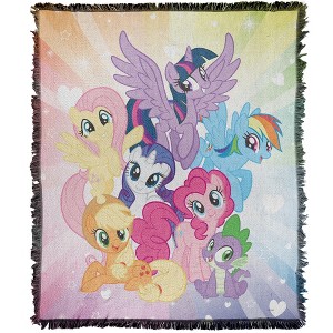 My Little Pony Pony Pile Blanket 50"x60" Woven Tapestry - 1 of 4