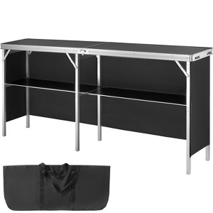 VEVOR Extra Long Folding Portable Bar Table - Tradeshow Podium Table for Indoor, Outdoor, Party, Picnic, Exhibition, Includes Carrying Case, Black - 1 of 4