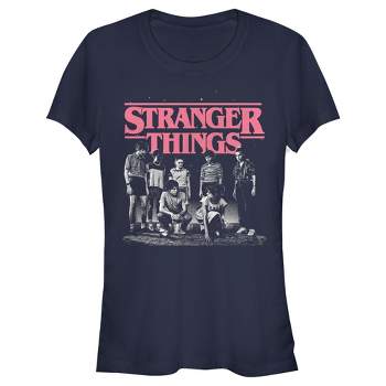 Juniors Womens Stranger Things Title Logo Faded T-Shirt