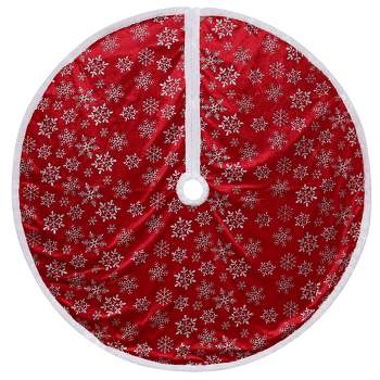 Northlight 48" Red and White Snowflake Christmas Tree Skirt with a White Border