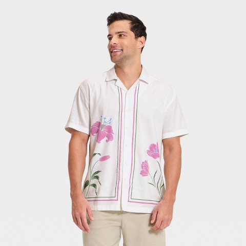 Мужские рубашки Goodfellow & Co Men's Short Sleeve Camp Collar Shirt - Goodfellow & Co™ White XL