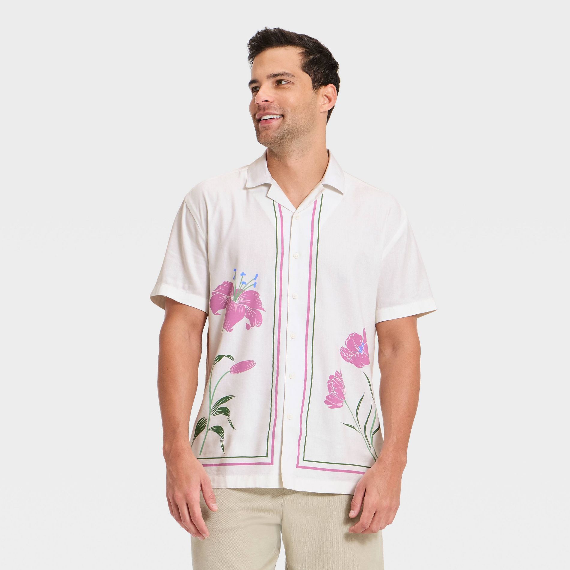 Men's Short Sleeve Camp Collar Shirt - Goodfellow & Co™ White