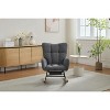 Modern Nursery Rocking Chair with Footrest, Teddy/Corduroy Upholstered Glider Chair with High Backrest & Solid Wood Legs - ModernLuxe - 2 of 4