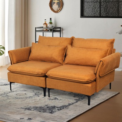 Modern Fabric Loveseat with Solid Wood Frame and High Legs – Stylish and Comfortable for Home & Office