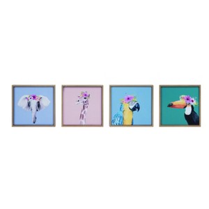 Transpac MDF Tropical Animal Block Decor Set of 4 Spring Home Decorations - 1 of 1