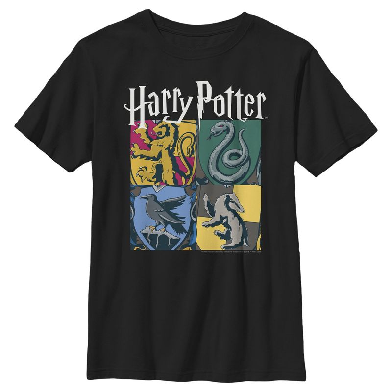 Boy's Harry Potter Hogwarts Houses Vintage Collage T-Shirt, 1 of 5