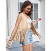Clearlove Women's Tassel Sleeveless Vest 70s Hippie Faux Suede Fringe Jacket Cardigan - 4 of 4