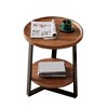 Round Side Table,  2 Tier Bedside Table with Storage, Modern Wood Small Nightstand for Living Room, Bathroom, Bedroom, Walnut - 2 of 4