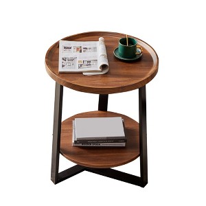 Round Coffee Table, 2-tier Modern Side Table With Storage Shelf, Round Coffee Table Sofa Table - 1 of 4