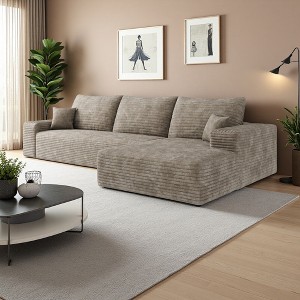 107" Cloud Plush Corduroy L-Shaped Sectional Sofa with Right Chaise - 1 of 4