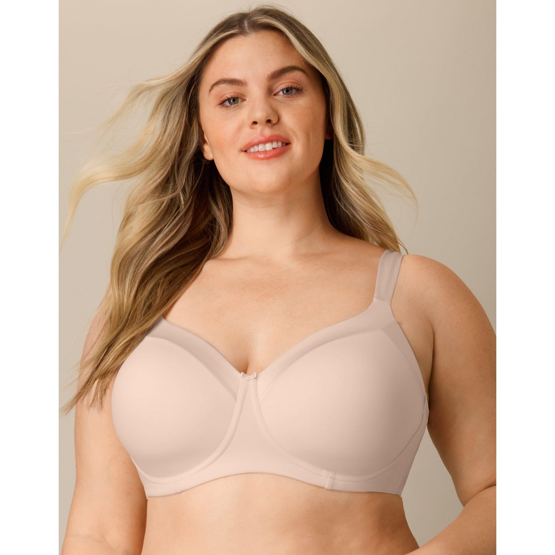 Playtex Full-Coverage Balconette Bra, Moisture-Wicking Almond 36C Women's