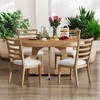 5-Piece Round Extendable Dining Table Set for 4 with Unique Geometric Base & Upholstered Chairs, 5-Piece Retro Dining Set for Kitchen & Dining Room - 2 of 4