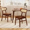 ADILE  Wooden Dining Chairs Set of 2, PU Leather Upholstered Kitchen Chairs, Coffee - 2 of 3