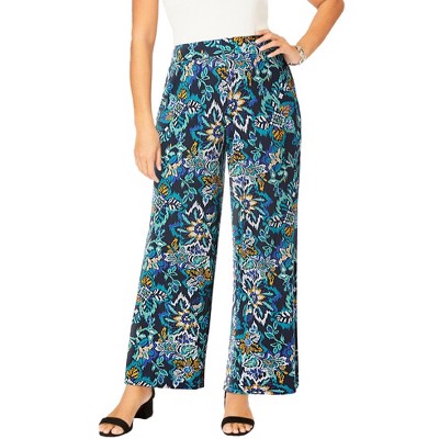 Jessica London Women's Plus Size Everyday Stretch Knit Wide Leg Pant