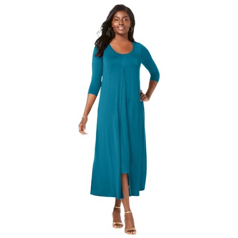 Jeg har en engelskundervisning problem radius Jessica London Women's Plus Size Double Layered Dress, 26/28 - Deep Teal :  Target