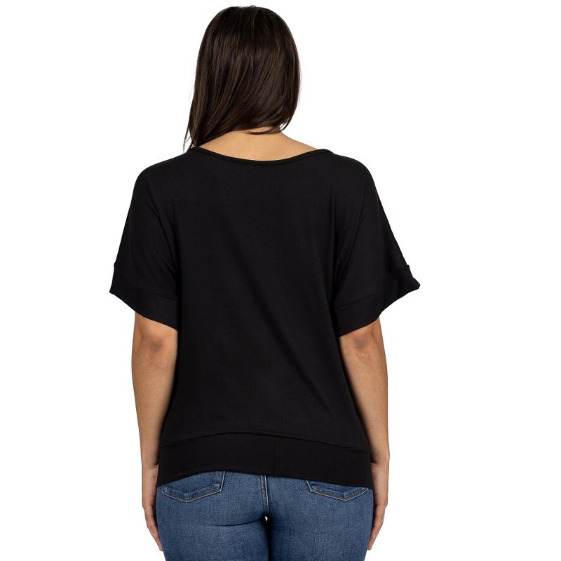 24seven Comfort Apparel Womens Loose Fit Dolman with Wide Sleeve Top, 3 of 5