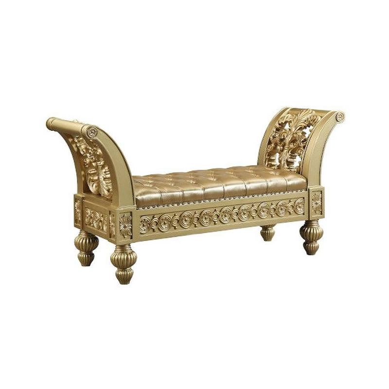 66&#34; Seville PU Bench Gold Finish - Acme Furniture, 3 of 6