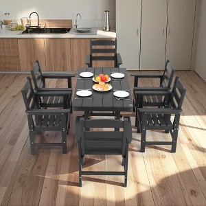 TiramisuBest 7-Piece Patio Furniture Set for 6 - Table & Chairs w/Umbrella Hole for Garden/Backyard/Lawn/Poolside (Grey) - 1 of 4