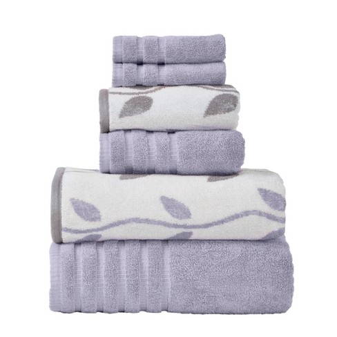 Diamond Jacquard Towels, 6 Piece Bath Sheet Towel Set, Lavender by