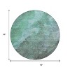 Teal Blue And Pale Aqua Abstract Washable Indoor Outdoor Area Rug - 3 of 4