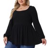 Agnes Orinda Women's Plus Size Casual Knit Peplum Scoop Neck Long Sleeve Trendy Blouses - 2 of 4
