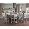 Wood Counter Chair (Set of 2) with Upholstered Foam Cushion Seat, Front and Side Stretchers, Two-Tone Stone Gray Finish, Plastic Glides - 3 of 4