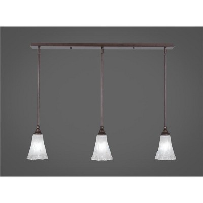 Toltec Lighting Any 3 - Light Chandelier in  Bronze with 5.5" Fluted Frosted Crystal Shade