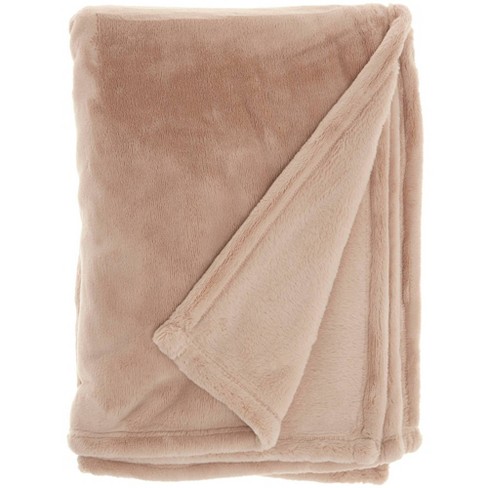 Solid Soft Heavy And Thick Plush Mink Throw Blanket Beige - Trademark  Global : Target