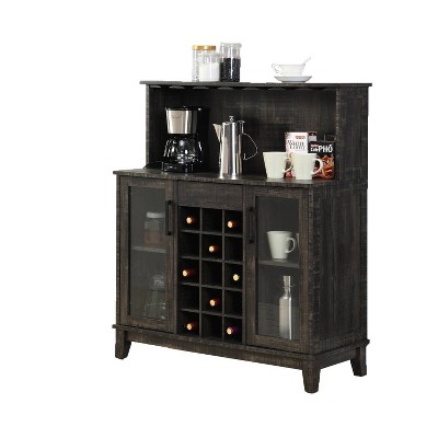 Wine Bar Cabinet with Glass Doors Charcoal - Home Source