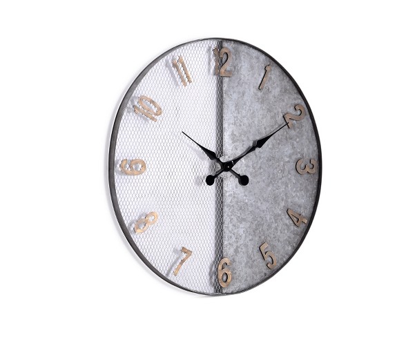 Aiden Lane 36"x36" Montvale Oversized Decorative Wall Clock Galvanized Silver