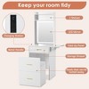 YOOCOZZ Compact Vanity Table Set with Hidden Stool, Adjustable LED Mirror, Charging Station and Folding Side Panel - White - 4 of 4