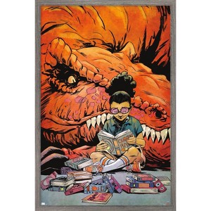 Trends International Marvel Moon Girl & Devil Dinosaur - Reading Framed Wall Poster Prints - 1 of 4