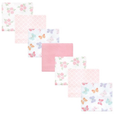 Hudson Baby Infant Girl Cotton Flannel Receiving Blankets Bundle, Pastel Butterfly, One Size