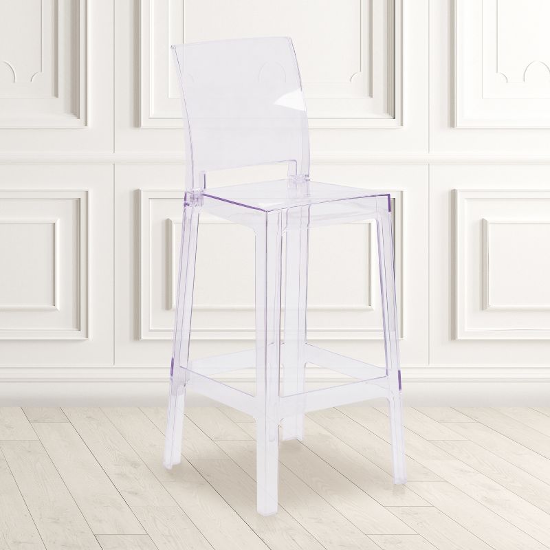 Flash Furniture Ghost Barstool with Square Back in Transparent Crystal, 3 of 12