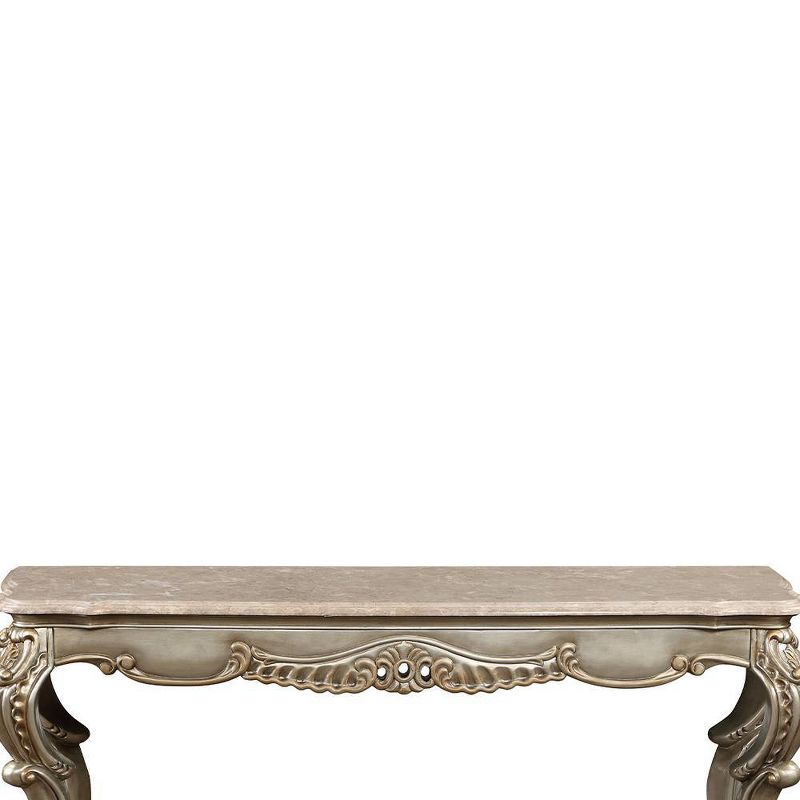58&#34; Miliani Accent Table Natural Marble Top and Antique Bronze Finish - Acme Furniture, 3 of 8