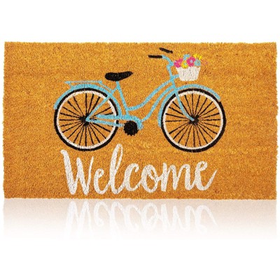 Natural Coir Doormat, Bicycle Welcome Mat (30 x 17 Inches)