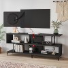 Jojoka Industrial TV Stand for 65 Inch TVs with 3-Tier Storage Shelves Built-In Power Outlet Floor Mount, Black - 4 of 4
