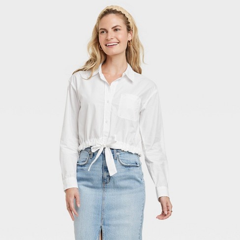 Women's Long Sleeve Oversized Button-down Boyfriend Shirt - A New Day™  White Xl : Target