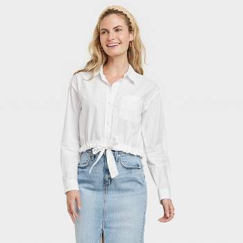 White Sleeveless Collar Shirt : Target