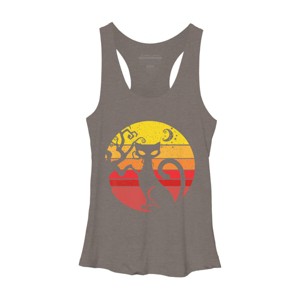 Women's Design By Humans Black Cat Halloween Costume Scary Vintage Cats By TaiHan Racerback Tank Top - 1 of 3