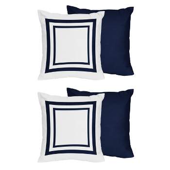 Sweet Jojo Designs Set of 2 Decorative Accent Kids' Throw Pillows 18in. Anchors Away Blue and White