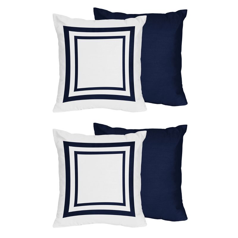 Sweet Jojo Designs Set of 2 Decorative Accent Kids' Throw Pillows 18in. Anchors Away Blue and White, 1 of 6