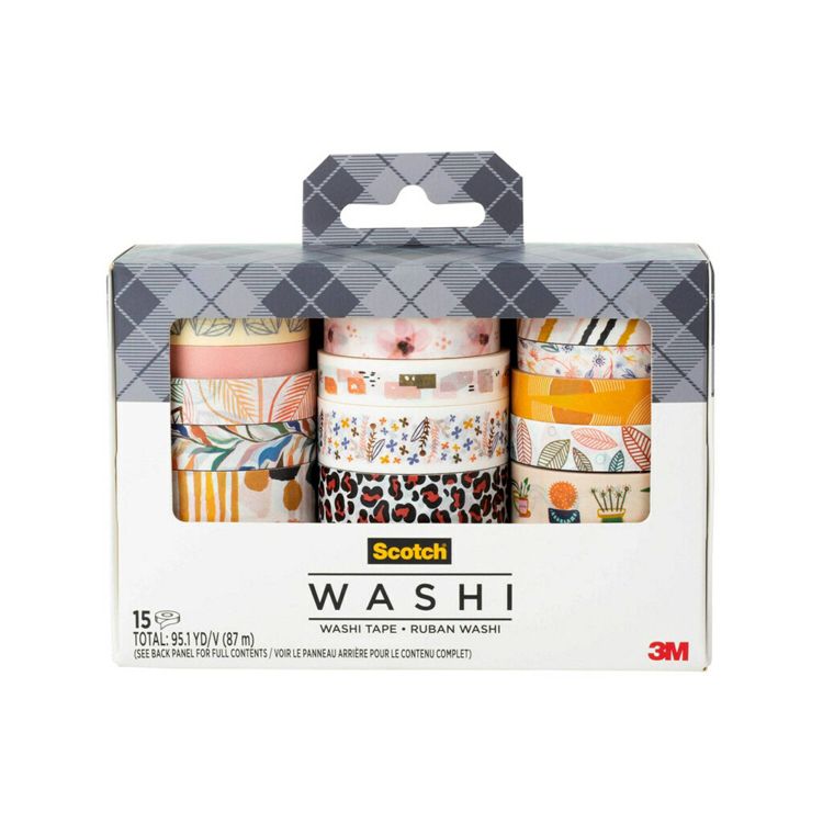 Scotch 15pk Expressions Washi Tape: Multicolor Decorative & Cute Tape Set for Art & Stationery, 1 of 6