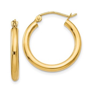 Black Bow Jewelry 2.5mm x 20mm 14k Yellow Gold Classic Round Hoop Earrings - 1 of 4