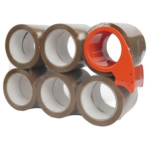 Itopfox Heavy Duty Brown Packing Tape with Dispenser, 2.6mil Thick Secure Sticky Packaging Tape for Carton Sealing, Shipping, Mailing & Storage - 1 of 4