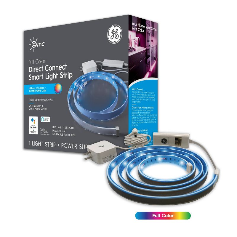 GE CYNC Smart Color Changing Light Strip + Power Supply, 1 of 17