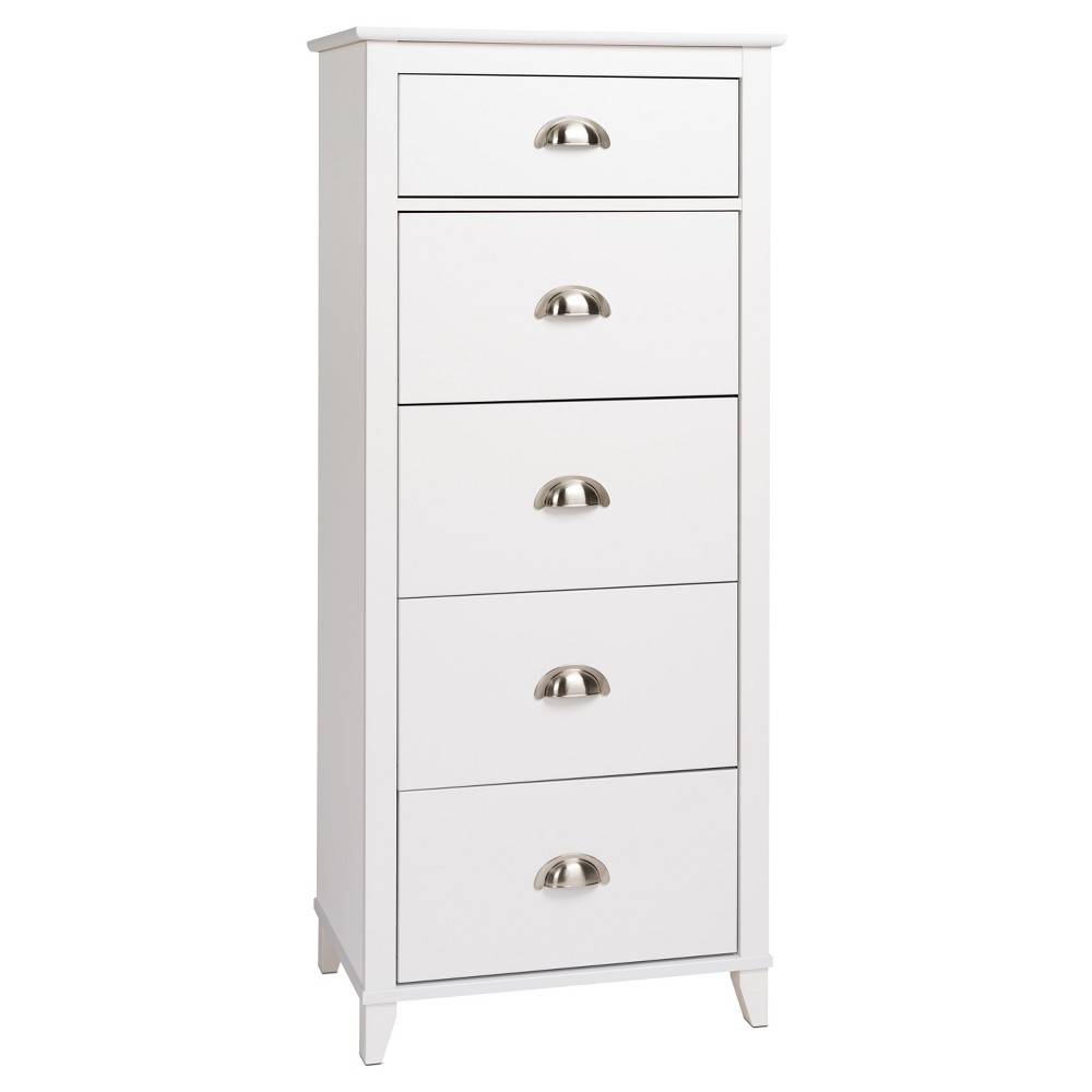Photos - Dresser / Chests of Drawers 5 Drawers Yaletown Vertical Dresser White - Prepac